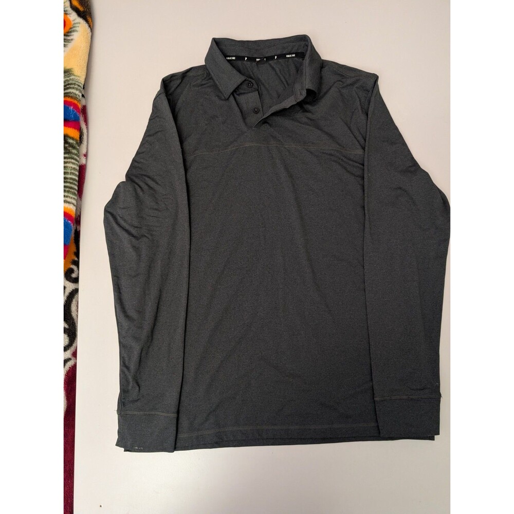 Public Rec Mens M Polo Shirt Gray PROTX2 Performance Long Sleeve Golf Active